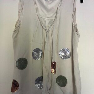 Boden Silk top w sequin circles